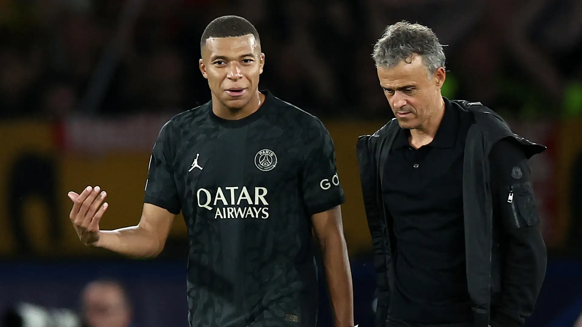 Luis Enrique y Kylian Mbappe con el PSG