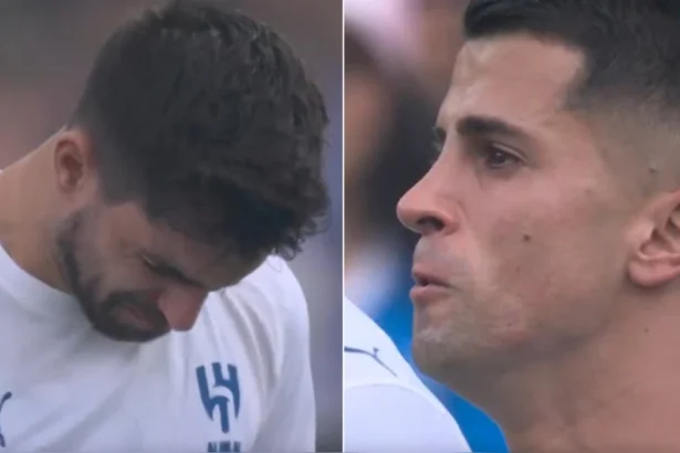 Joao Cancelo y Ruben Neves rompen en llanto en minuto de silencio por Diogo Jota