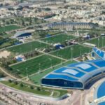 Vista aérea de Aspire Academy y sus canchas en Al Rayyan, Catar, en enero de 2020