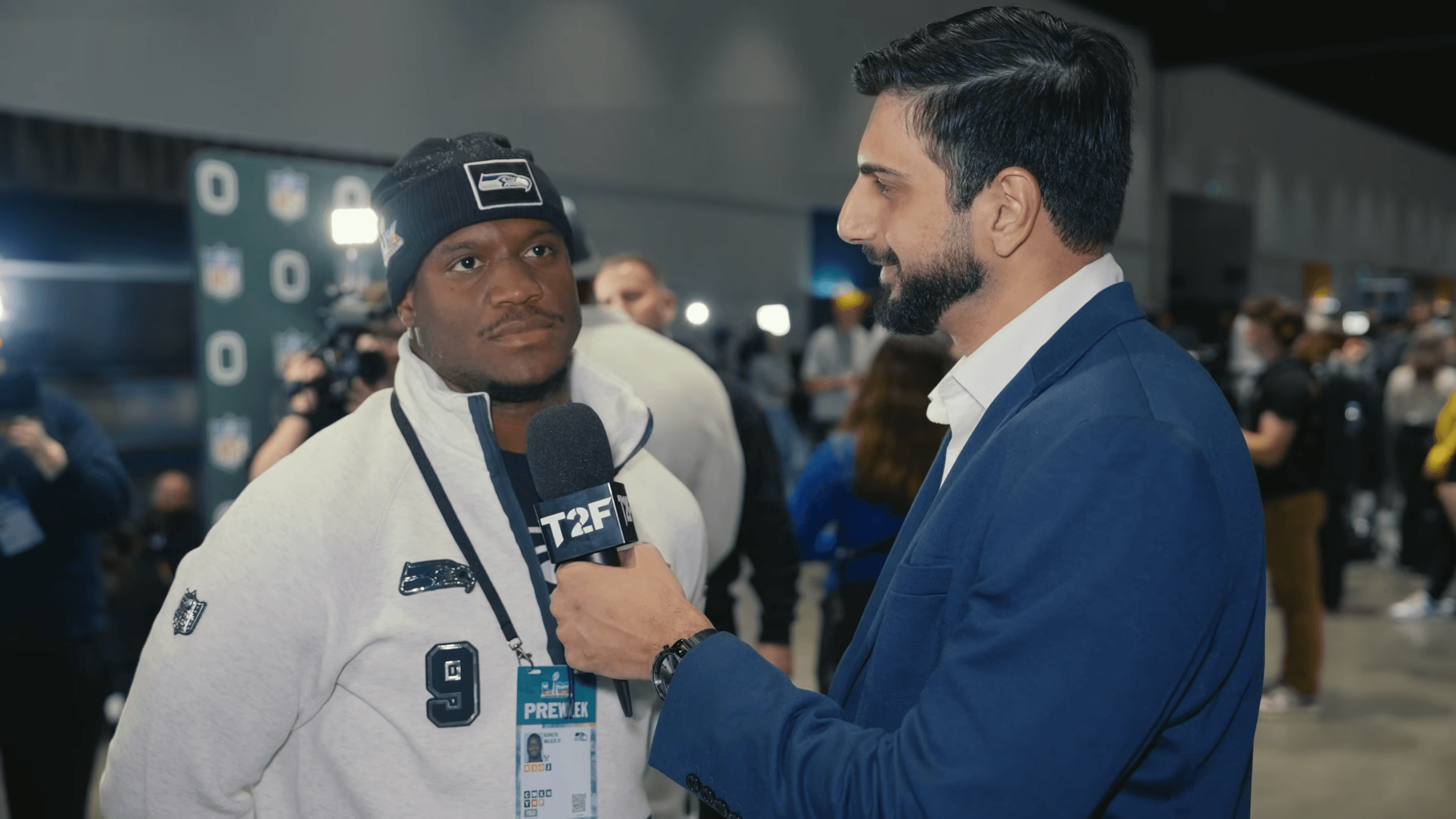 Kenneth Walker III durante una entrevista con Time2Football el 6 de febrero de 2026, en su etapa con Seattle