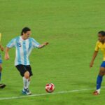 Lionel Messi con Argentina ante Brasil en los Juegos Olímpicos de Beijing, el 19 de agosto de 2008