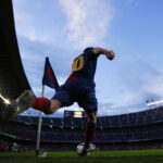 Lionel Messi con Barcelona durante un partido de LaLiga en abril de 2009
