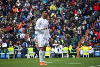 Cristiano Ronaldo con el Real Madrid en un partido ante el Celta