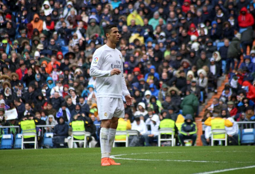 Cristiano Ronaldo con el Real Madrid en un partido ante el Celta